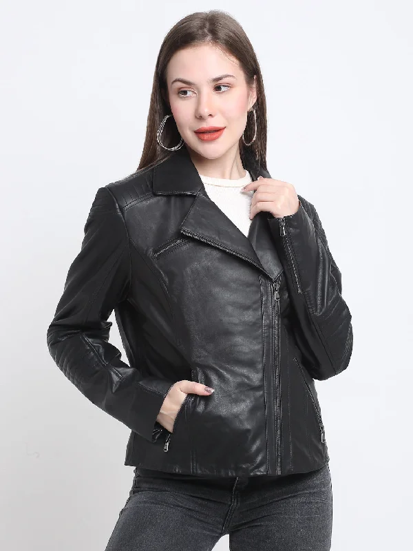 Teakwood Genuine Leathers Women`s Black Jacket Cotton Jacket Linen Jacket Terry Jacket