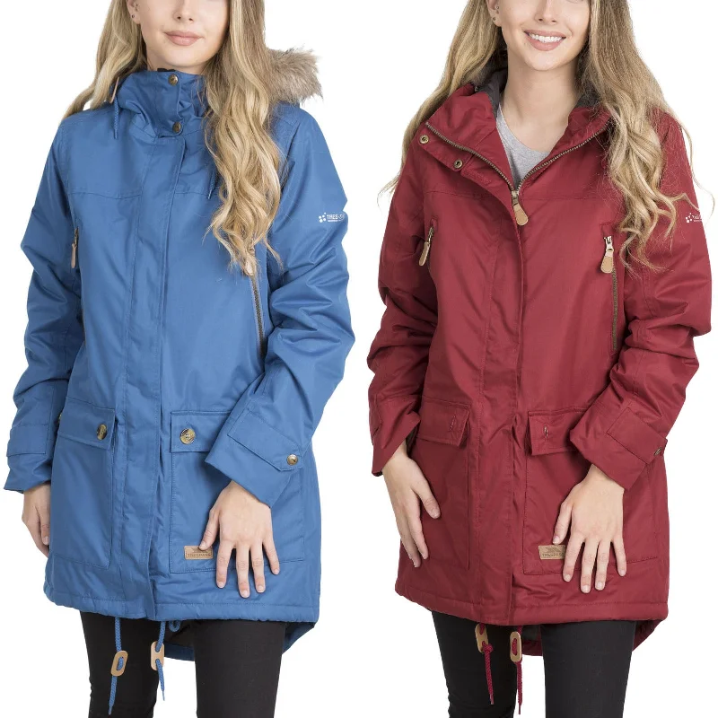 Trespass Womens Clea Waterproof Long Parka Jacket Zippered Jacket Buttoned Jacket Snapped Jacket