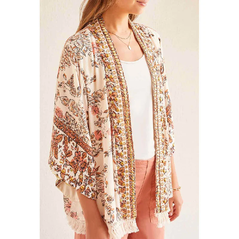 Tribal Lined Embellished Soft Jacket - Cashew Rayon Jacket Velvet Jacket Corduroy Jacket