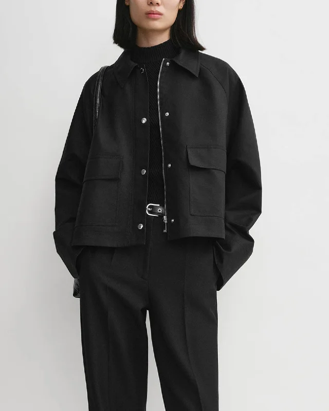 Cropped Jacket Boat Neck Shawl Collar Notched Collar