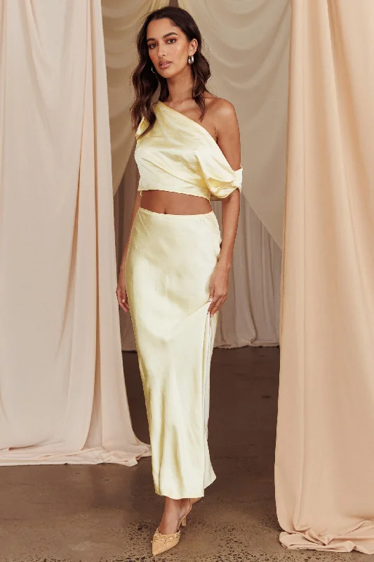 Alivya Satin Maxi Skirt Butter linen skirt breathable
