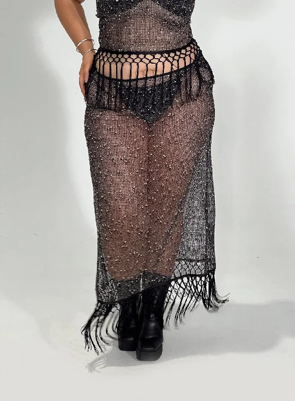 Alnet Maxi Skirt Black Curve breathable skirt fabric