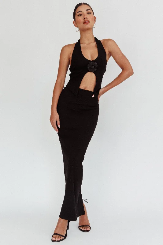 Blackthorn Maxi Skirt Black velvet skirt rich