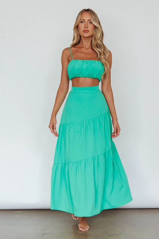 Bondi Waist Tie Maxi Skirt Apple pleated skirt texture