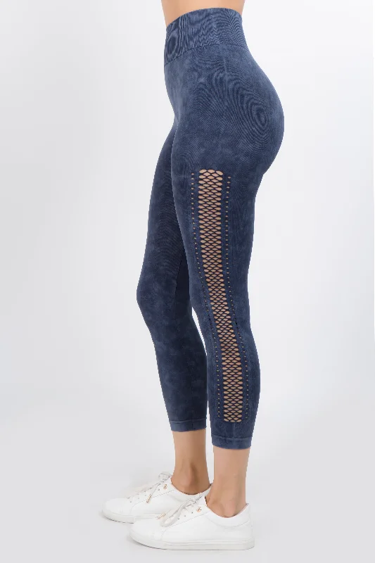 Breakin' Hearts Laser Cut Capri Leggings Stylish Stretch Pants Leggings