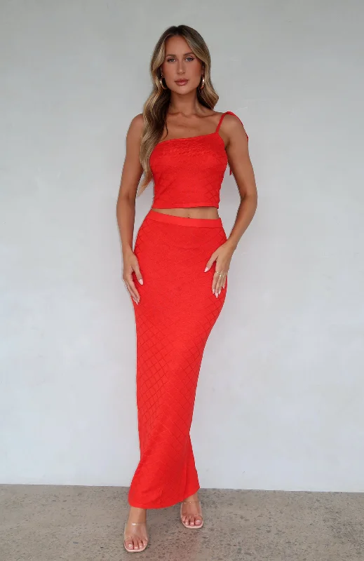 Carrying Your Love Maxi Skirt Chilli flowy skirt hem