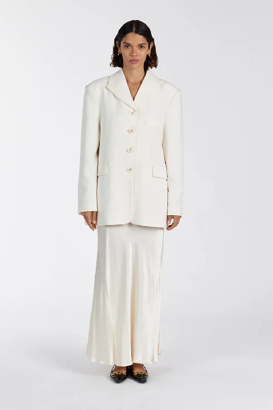 CHARLI CREAM SATIN MAXI SKIRT flowy skirt hem
