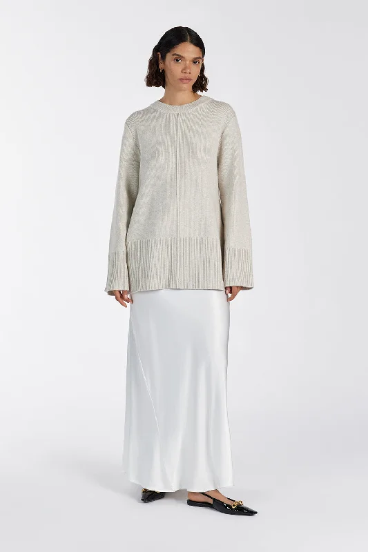 CHARLI WHITE SATIN MAXI SKIRT athletic skirt fit