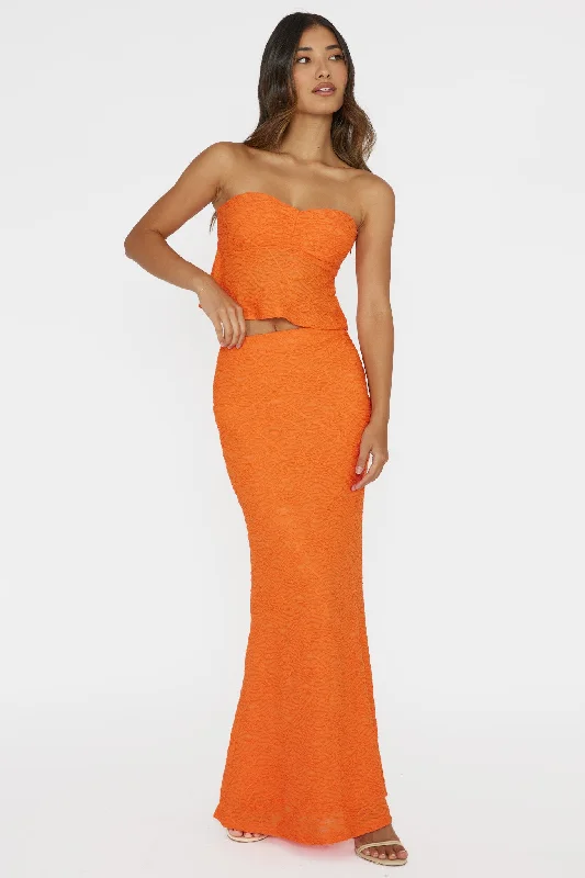 Chat Me Up Embellished Maxi Skirt Tangerine wool skirt sturdy