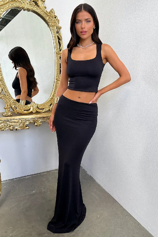 Clementine Maxi Skirt - Black denim skirt fashionable