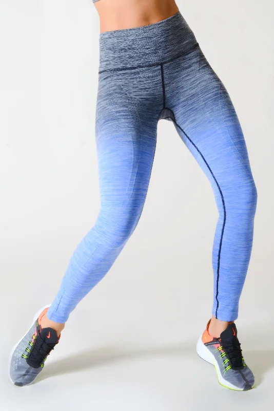 Color Shift Active Ombre Leggings Elegant Shiny Black Leggings