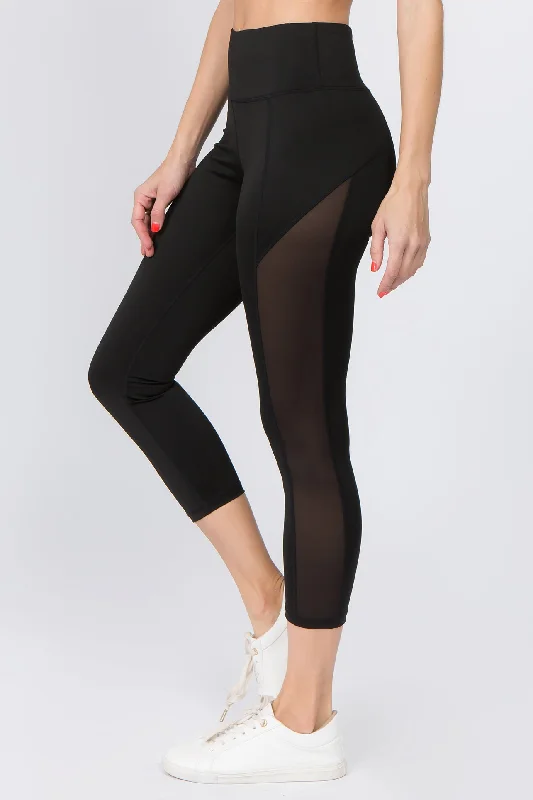 Cool Effect Active Mesh Leggings Trendy Color Block Leggings