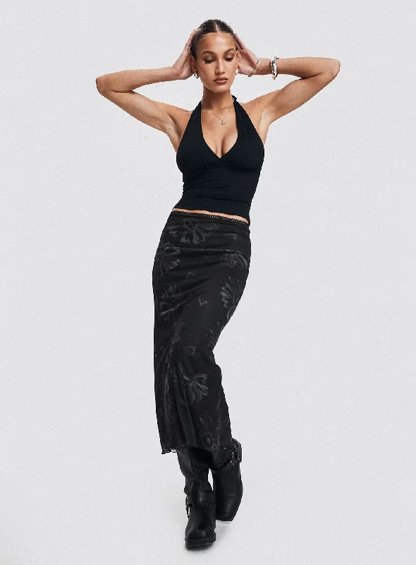 Eleazar Mesh Maxi Skirt Black leather skirt sleek