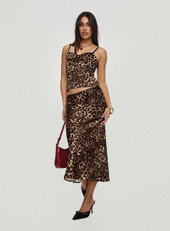 Enigmatic Maxi Skirt Leopard low waist skirt