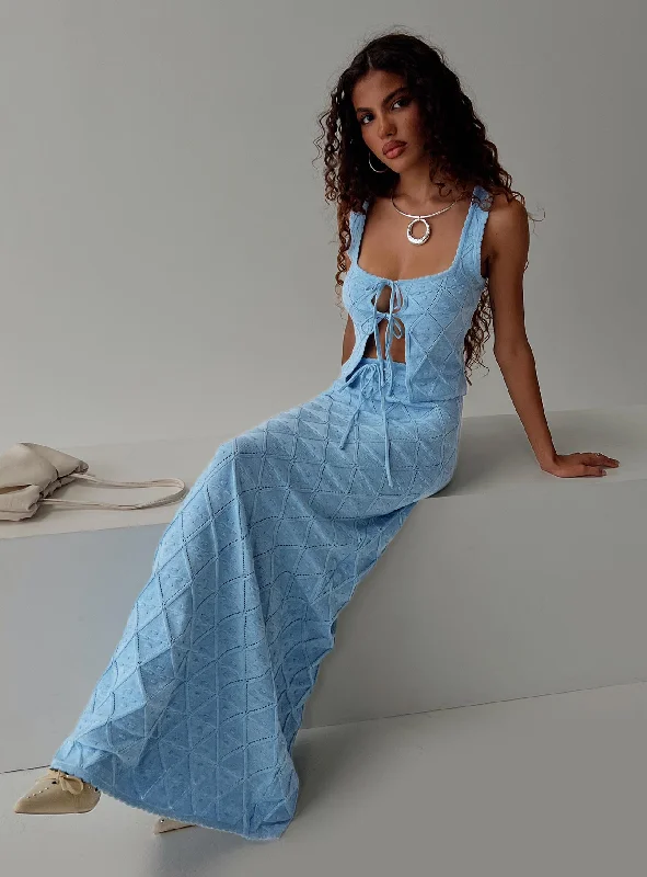 Giulia Knit Maxi Skirt Blue denim skirt casual