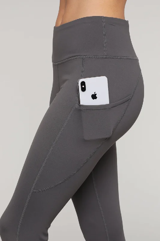 High Waist Tech Pocket Workout Leggings Fashionable Leather-Look Leggings