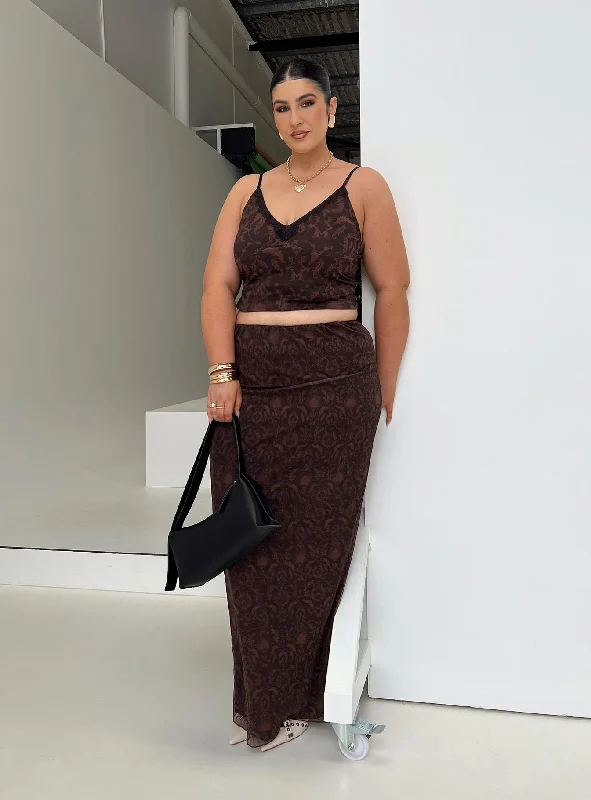 Hostona Maxi Skirt Mutli Curve lace skirt romantic