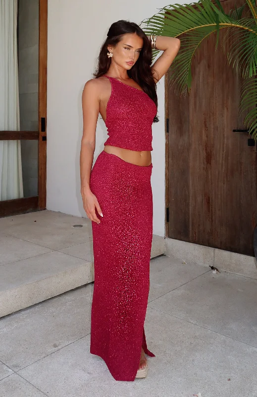 I'm Into You Knit Maxi Skirt Dragon Fruit high slit skirt