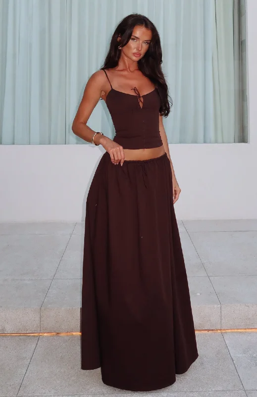 I'm Too Shy Maxi Skirt Chocolate cashmere skirt plush