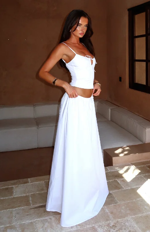 I'm Too Shy Maxi Skirt White wool skirt sturdy