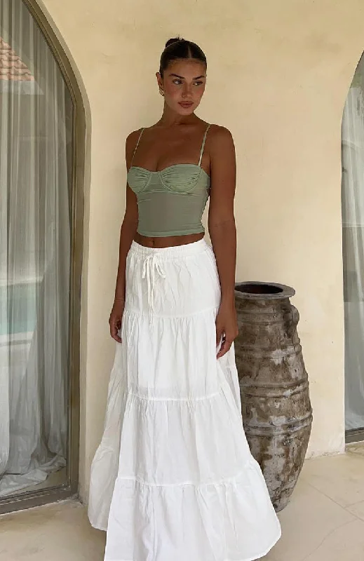 In That Moment Maxi Skirt White linen skirt airy