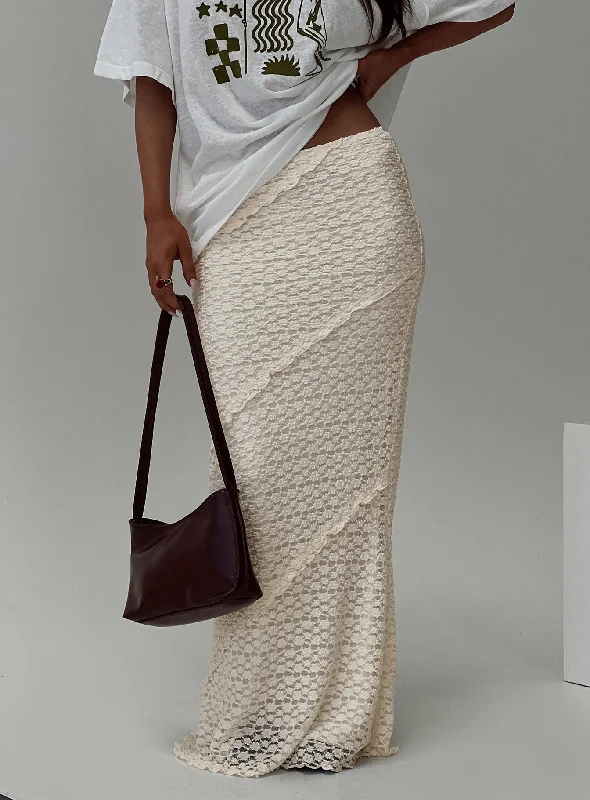 Incandescent Maxi Skirt Cream corduroy skirt cozy