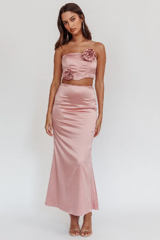 Like A Dove Satin Maxi Skirt Mauve wool skirt warm