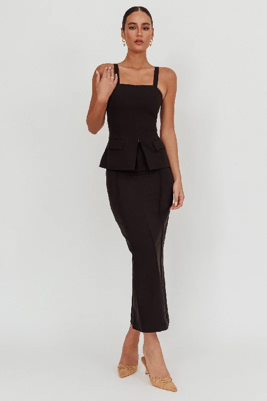 Like I Do Maxi Skirt Black velvet skirt plush