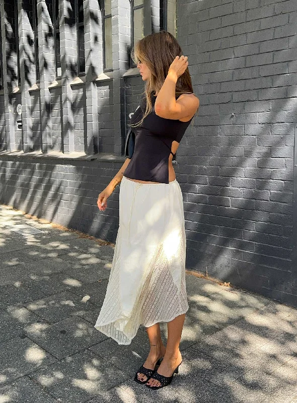 Madame Lace Maxi Skirt Cream Petite linen skirt natural