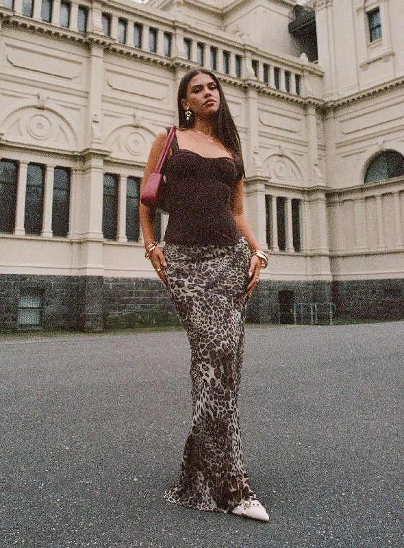 Manda Maxi Skirt Leopard leather skirt sleek