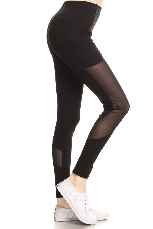 Mesh Panel Performance Leggings Stylish Athletic Wear Leggings