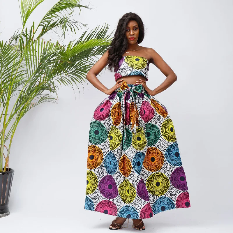 New Arrive Fashion Ankara Pattern Top and skirt 2piece set African clothing for women long skirt leather skirt modern