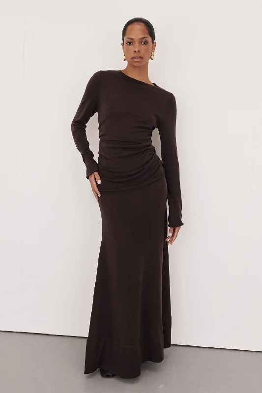 NICO BITTER CHOC MERINO MAXI SKIRT relaxed fit skirt