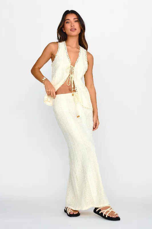 Ninevah Lace Maxi Skirt Beige chiffon skirt airy