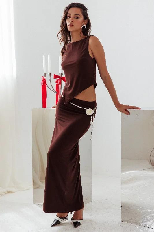 Palos Verdes Skirt Chocolate leather skirt bold
