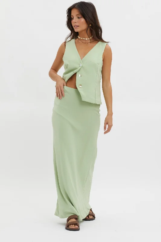 Philomena Midi Skirt Sage tiered skirt playful