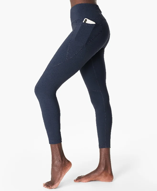 Power 7/8 Workout Leggings Sb5400 78 Navy-Blue Elegant Satin Finish Leggings