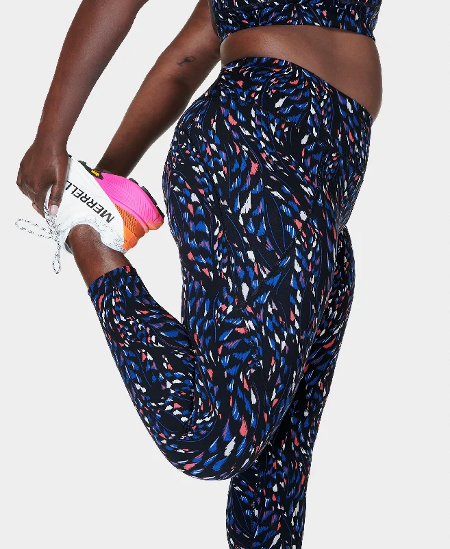 Power 7/8 Workout Leggings Sb5400a 78 Black-Coral-Texture Comfortable Slip-On Compression Leggings