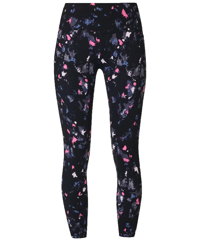 Power 7/8 Workout Leggings Sb5400a 78 Black-Scattered-Text Stylish Colorful Activewear Leggings