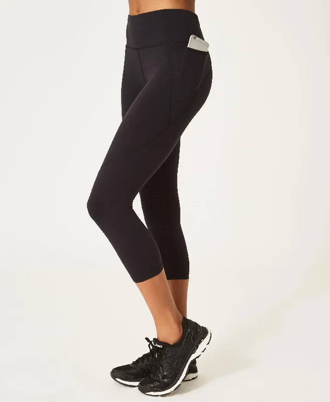 Power Cropped Workout Leggings Sb4564p Black Fashionable Minimal Active Leggings
