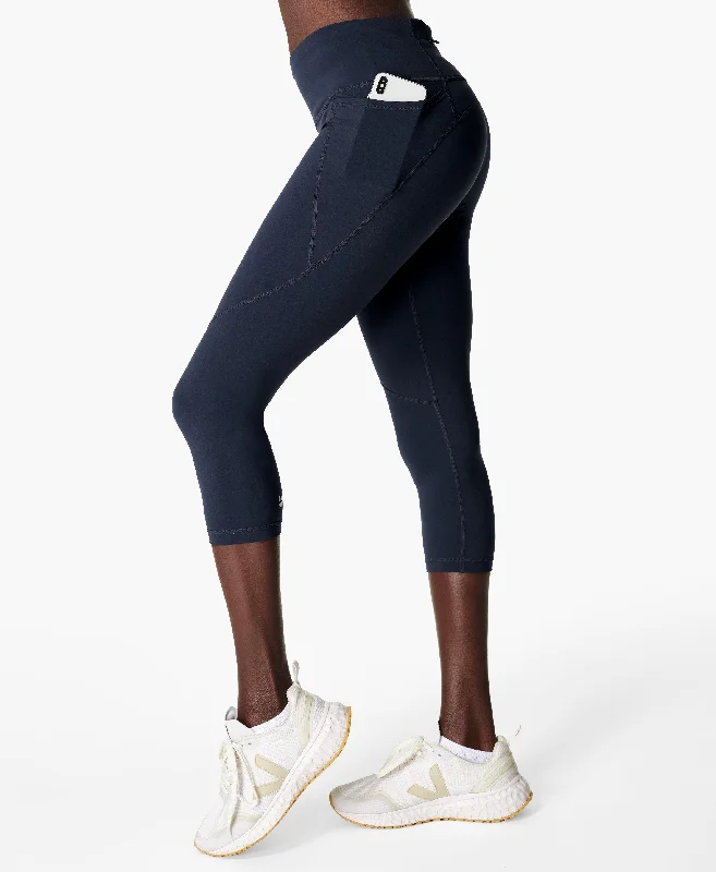 Power Cropped Workout Leggings Sb4564p Navy-Blue Trendy Flared Leggings