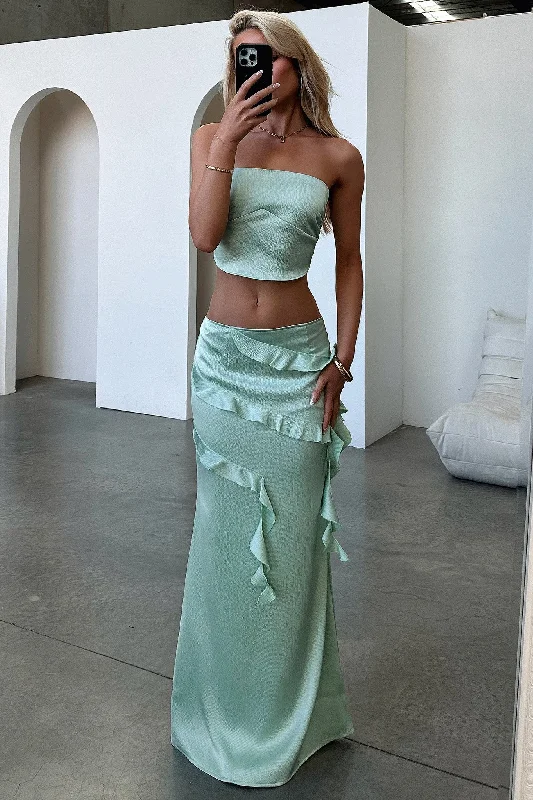 Raima Maxi Skirt - Green cashmere skirt fine