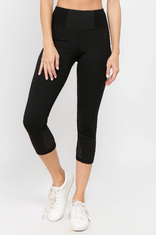 Ready Go Active Mesh Cropped Legging with Pocket Cozy Full-Length Workout Leggings