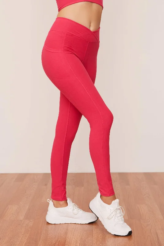 Lychee Ruched Crossover Pocket Legging Trendy Fitness Leggings
