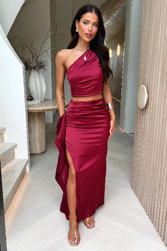 Sanah Maxi Skirt - Burgundy leather skirt sleek