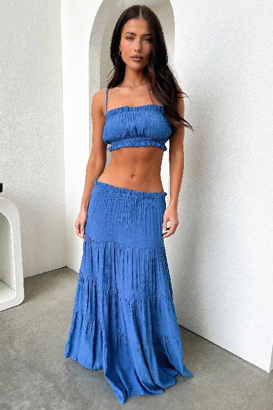 Selina Maxi Skirt - Royal Blue linen skirt natural