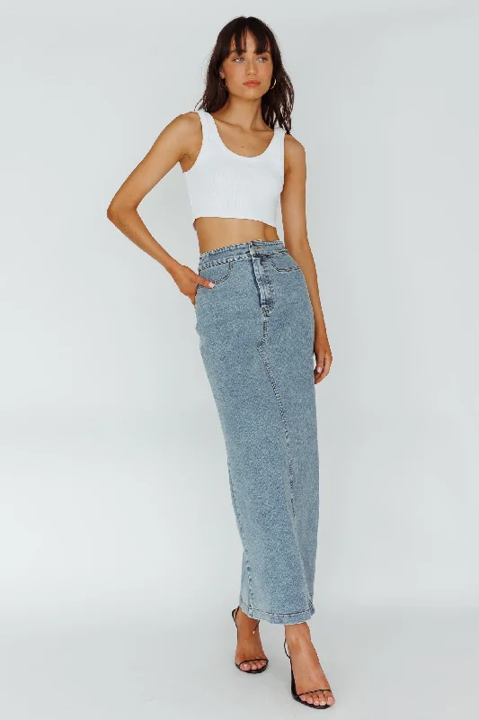 Sinead Denim Maxi Skirt Light Denim denim skirt durable