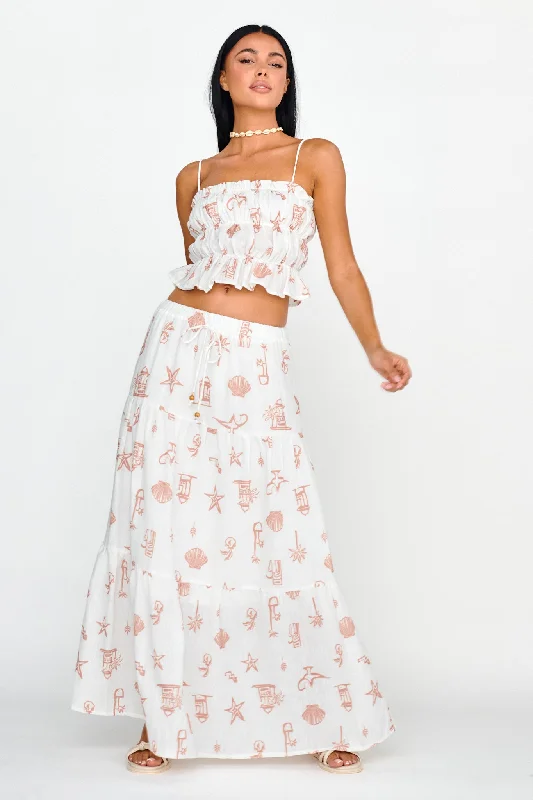 South Bay Maxi Skirt Print Mocha velvet skirt plush