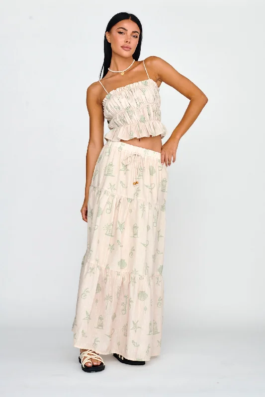 South Bay Maxi Skirt Print Sage tulle skirt dreamy