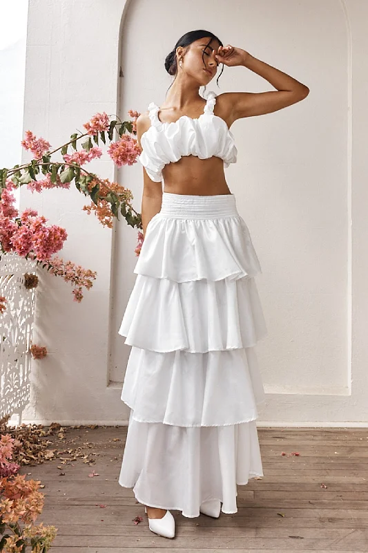Sozo Layered Maxi Skirt Ivory modal blend skirt